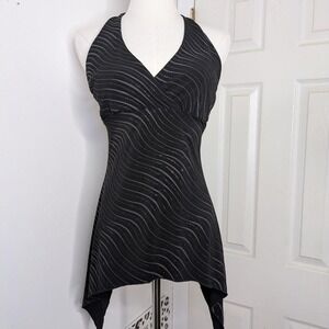 Y2K Charlotte Russe Babydoll Top M Halter Asymmetric Glitter Fairy Grunge Grail